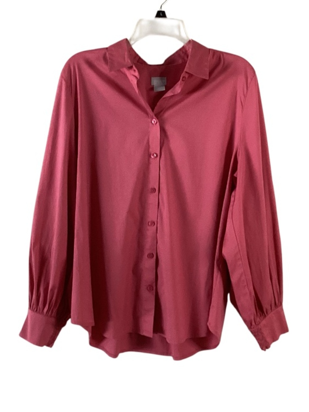 Chico's Button-Front Long-Ruched Sleeve Blouse Dusty Rose XL